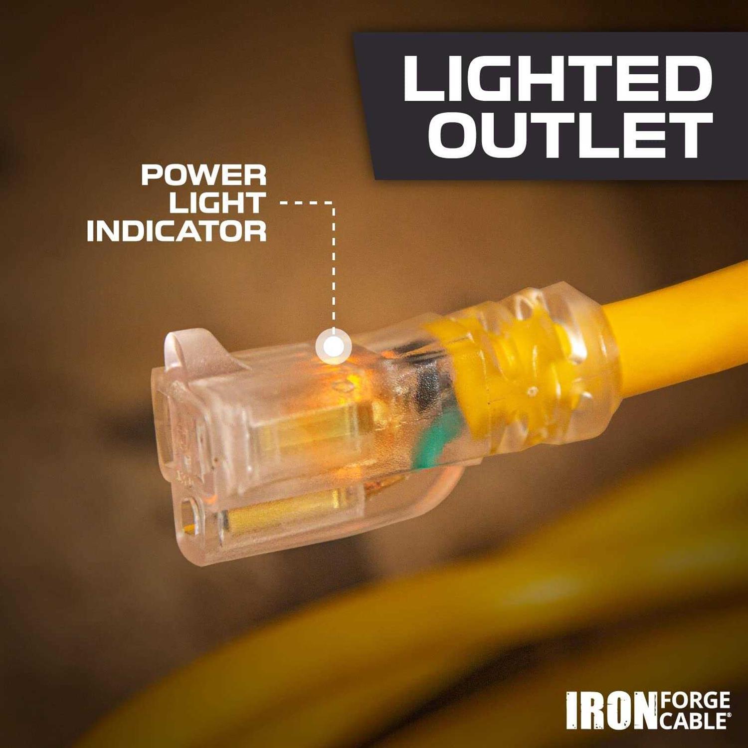 Iron Forge Cable Lighted Outdoor Extension Cord - Cheap Fitting