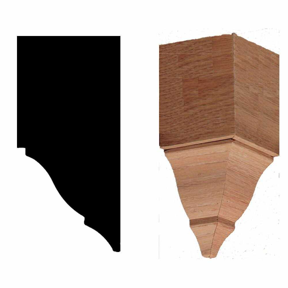 HOUSE OF FARA 3-1/2 in. x 3-1/2 in. x 7-3/4 in. Oak Inside Corner Crown Block - Cheap Fitting