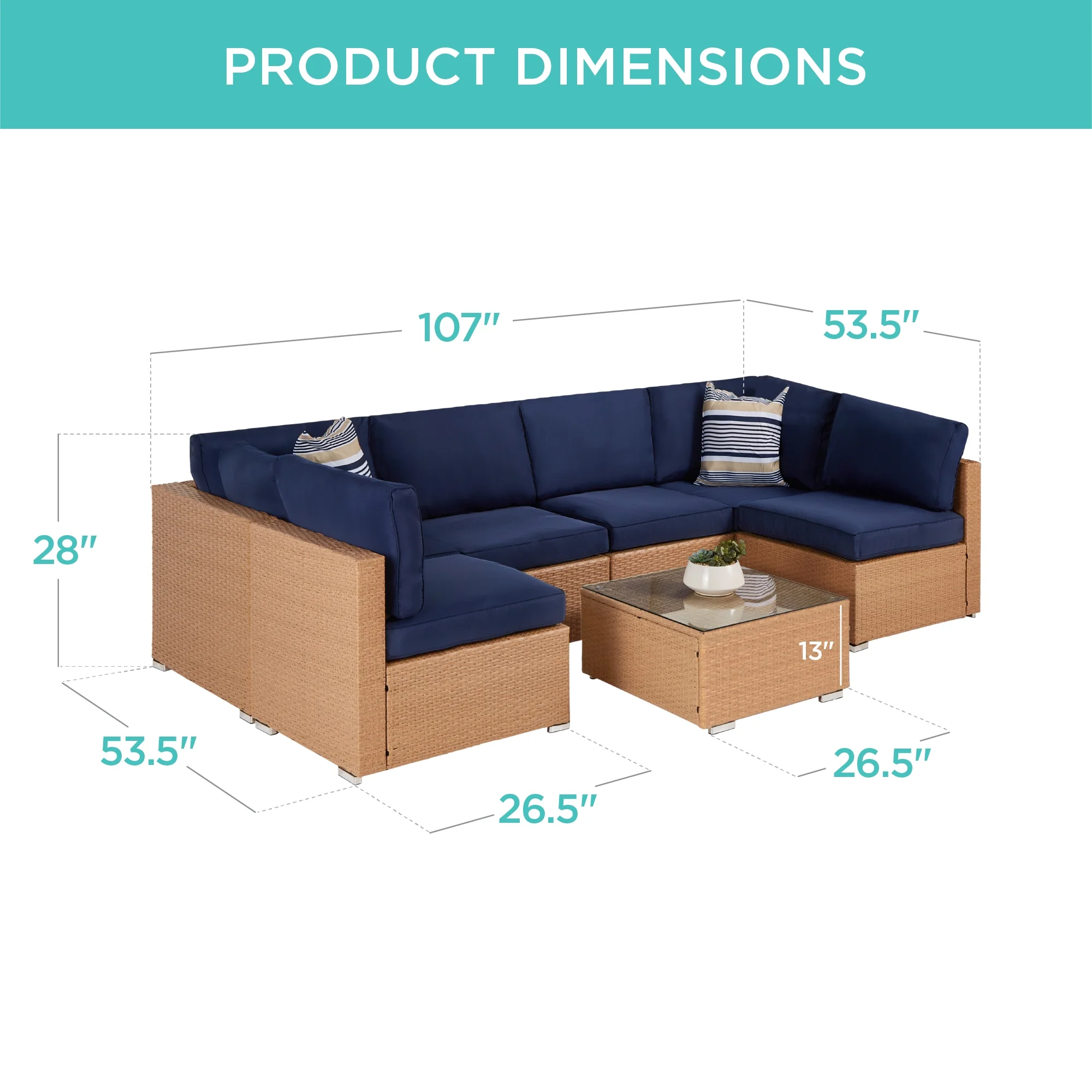 Best Choice Products 7-Piece Outdoor Modular Patio Conversation Furniture, Wicker Sectional Set - Gray/Navy - Cheap Fitting