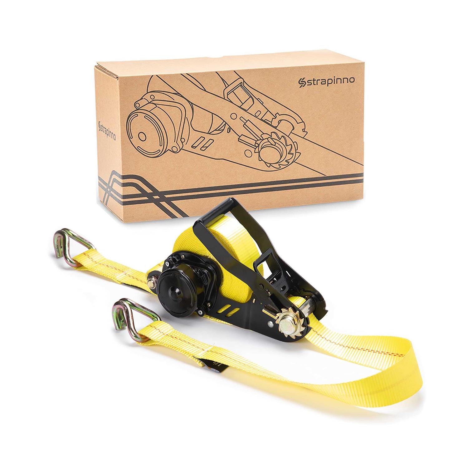 Strapinno Retractable Ratchet Tie-Down Strap Heavy-Duty Strap with Double J Hooks - Cheap Fitting