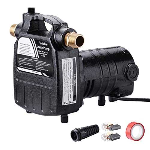 EXTRAUP 115Volt 1/2HP 1500 GPH Heavy Duty High Pressure Cast Iron Casing Water Transfer Utility Pump With Brass Connectors and Suction Strainer - Cheap Fitting