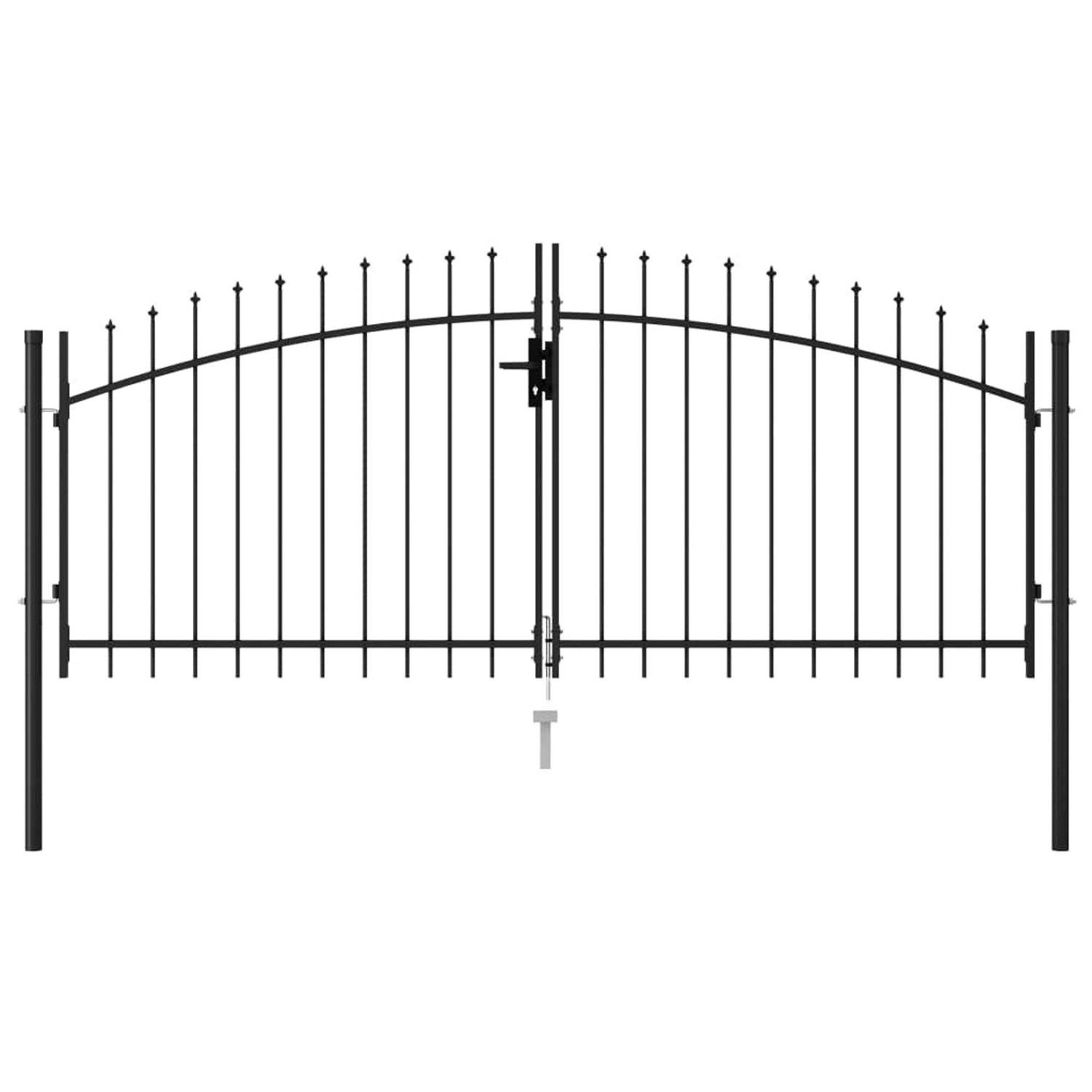 vidaXL Double Door Fence Gate with Spear Top - Cheap Fitting