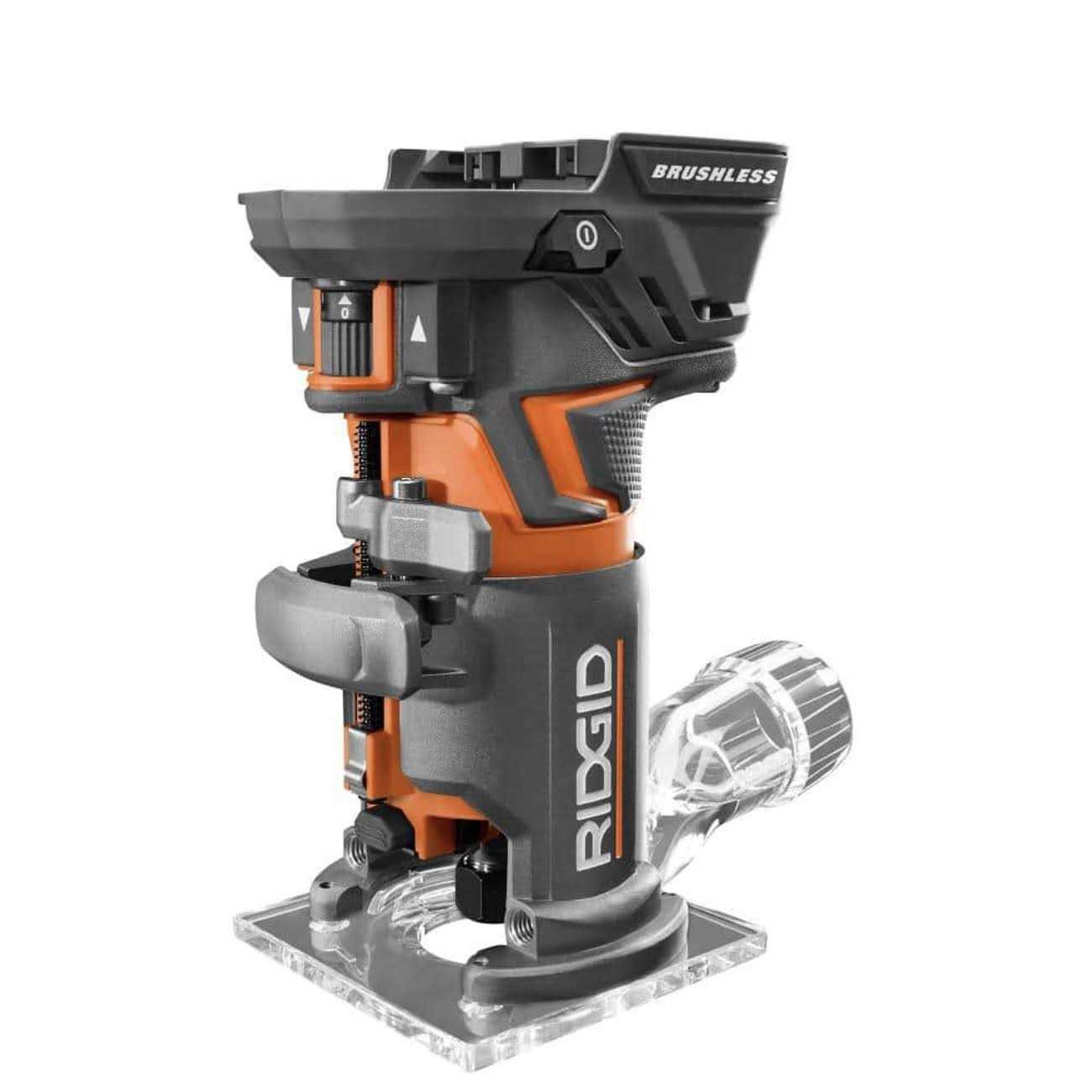 RIDGID 18-Volt OCTANE Cordless Brushless Compact Fixed Base Router with 1/4 in. Bit Round and Square Bases and Collet Wrench R860443B - Cheap Fitting