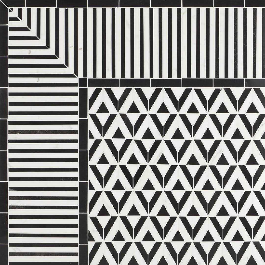 Florey Linear Corner 7.87 in. x 7.87 in. Polished Marble Floor and Wall Mosaic Tile Ivy Hill Tile - Cheap Fitting