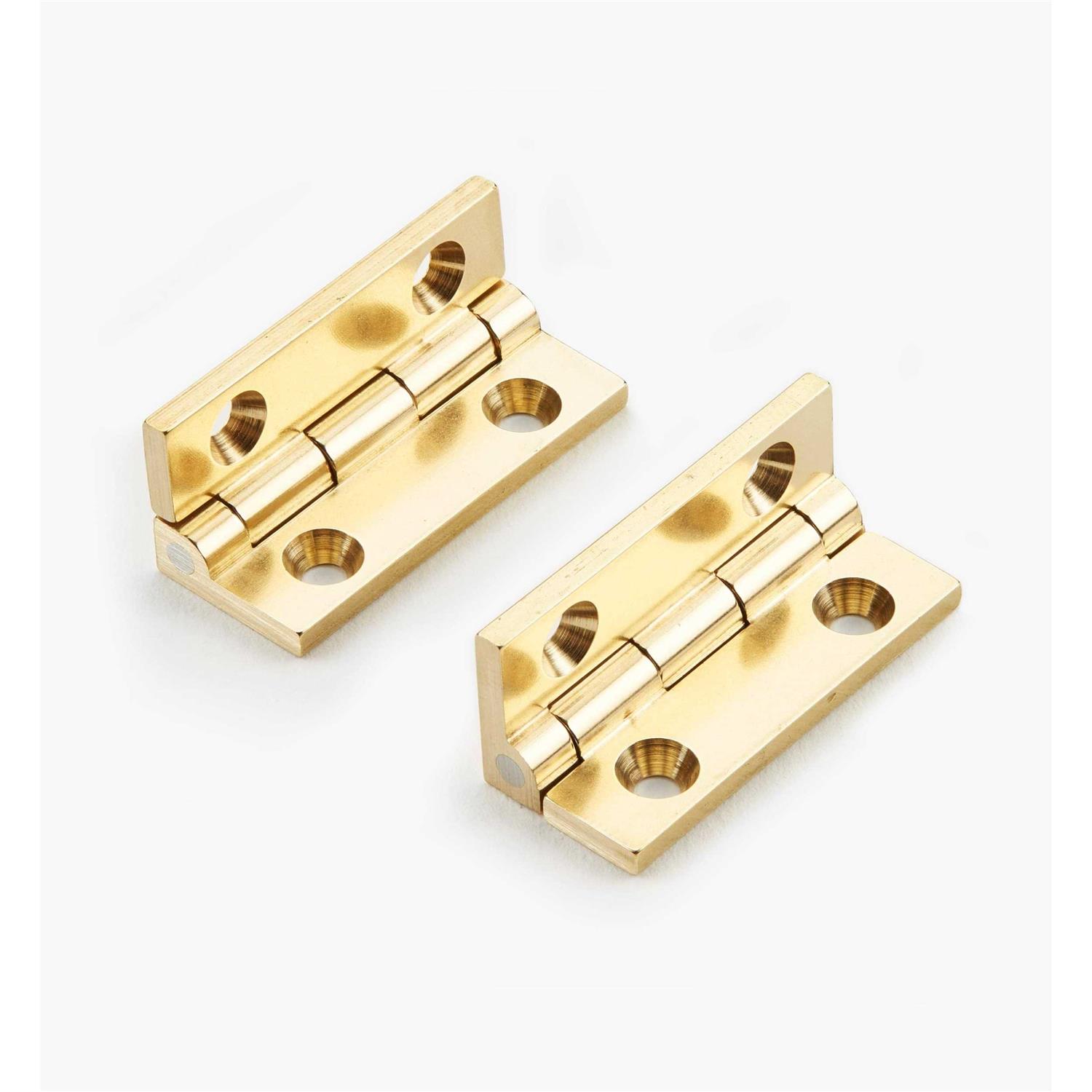 Rockler Brusso Solid Brass 1-1/4 L x 1/2 W Small Box Stop Hinges - Cheap Fitting