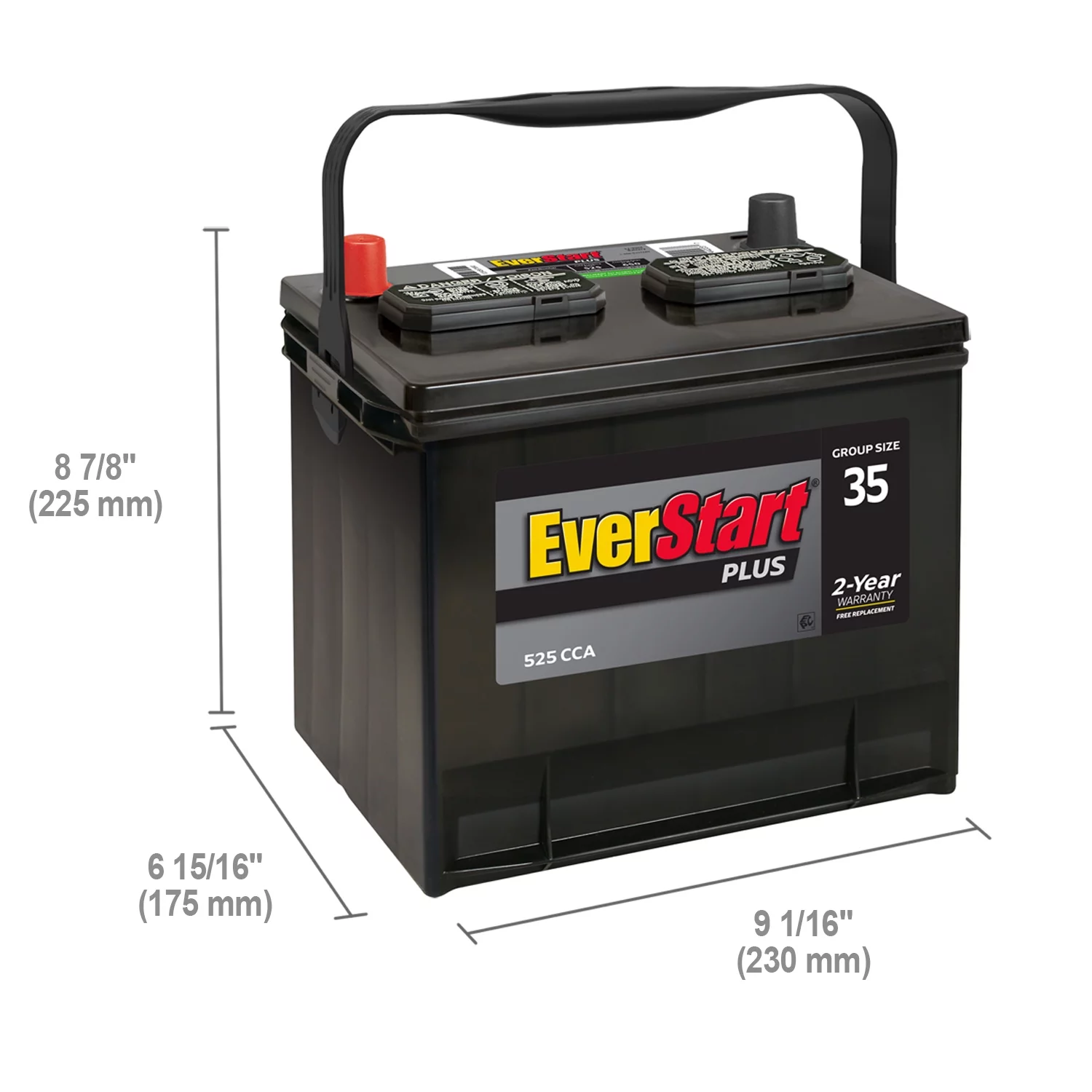 EverStart Plus Lead Acid Automotive Battery, Group Size 35 12 Volt, 525 CCA - Cheap Fitting