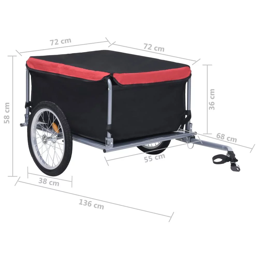 vidaXL Bike Cargo Trailer Black and Red 143.3 lb 2588 - Cheap Fitting
