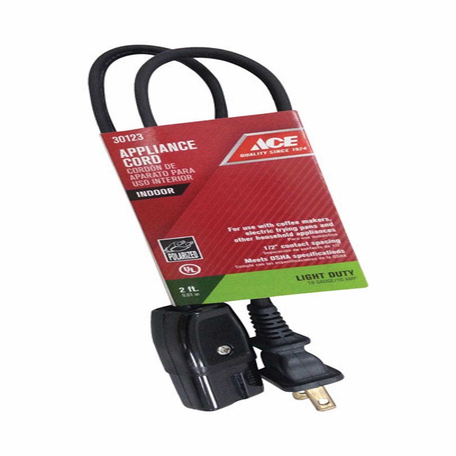 Ace 18/2 HPN 125 V 2 ft. L Appliance Cord - Cheap Fitting