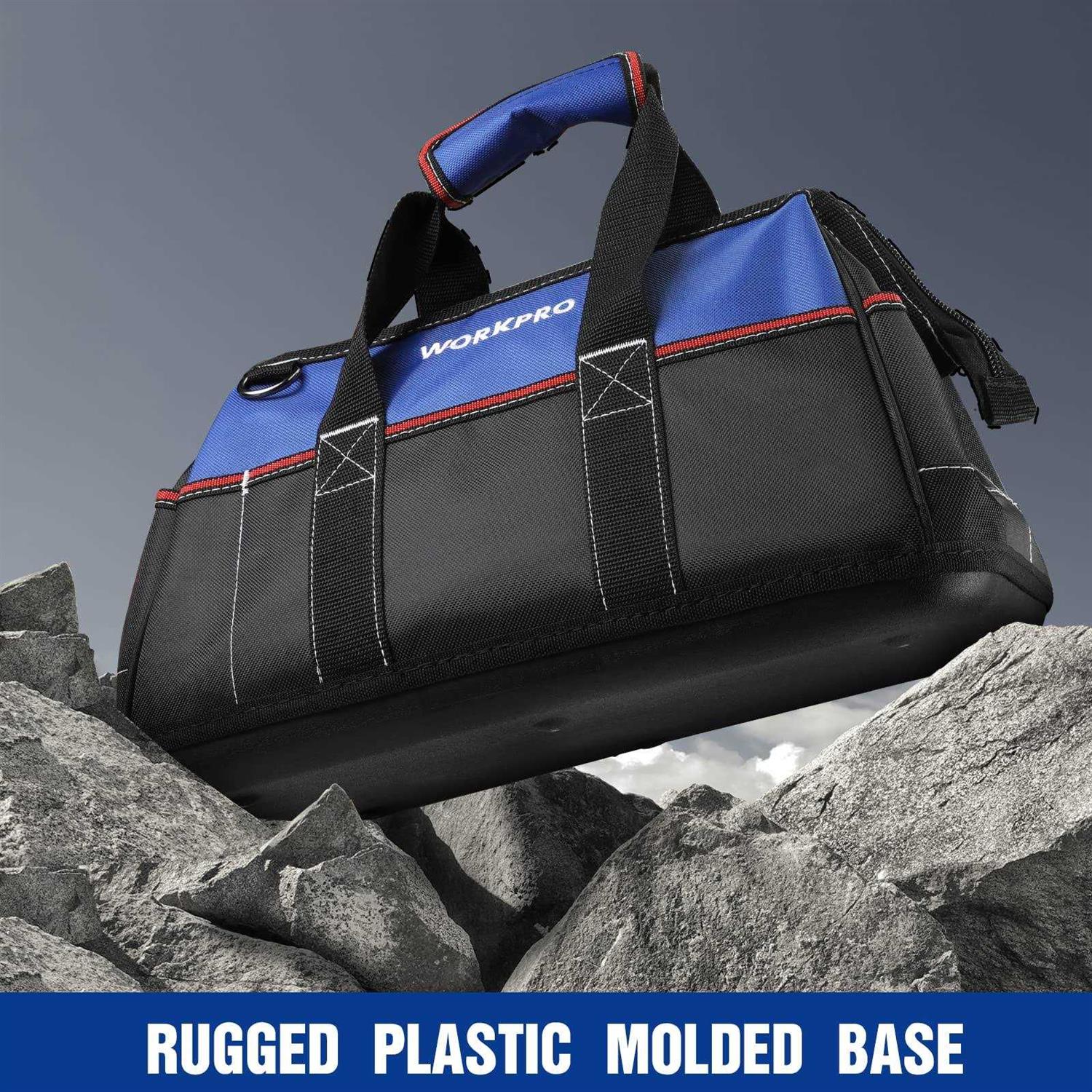 WORKPRO 16-inch Wide Mouth Tool Bag with Water Proof Molded Base - Cheap Fitting
