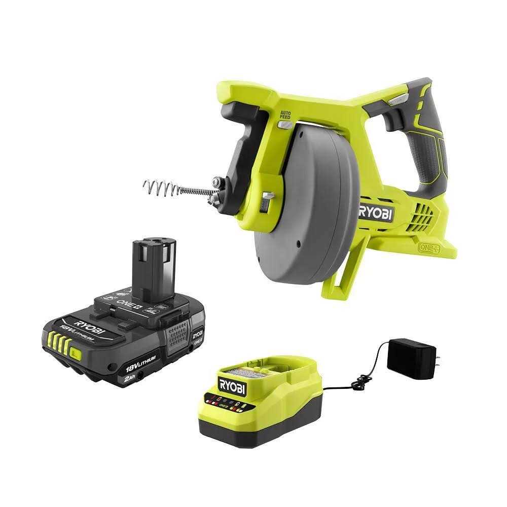 RYOBI ONE+ 18V Cordless Drain Auger and 2.0 Ah Compact Battery and Charger Starter Kit - Cheap Fitting
