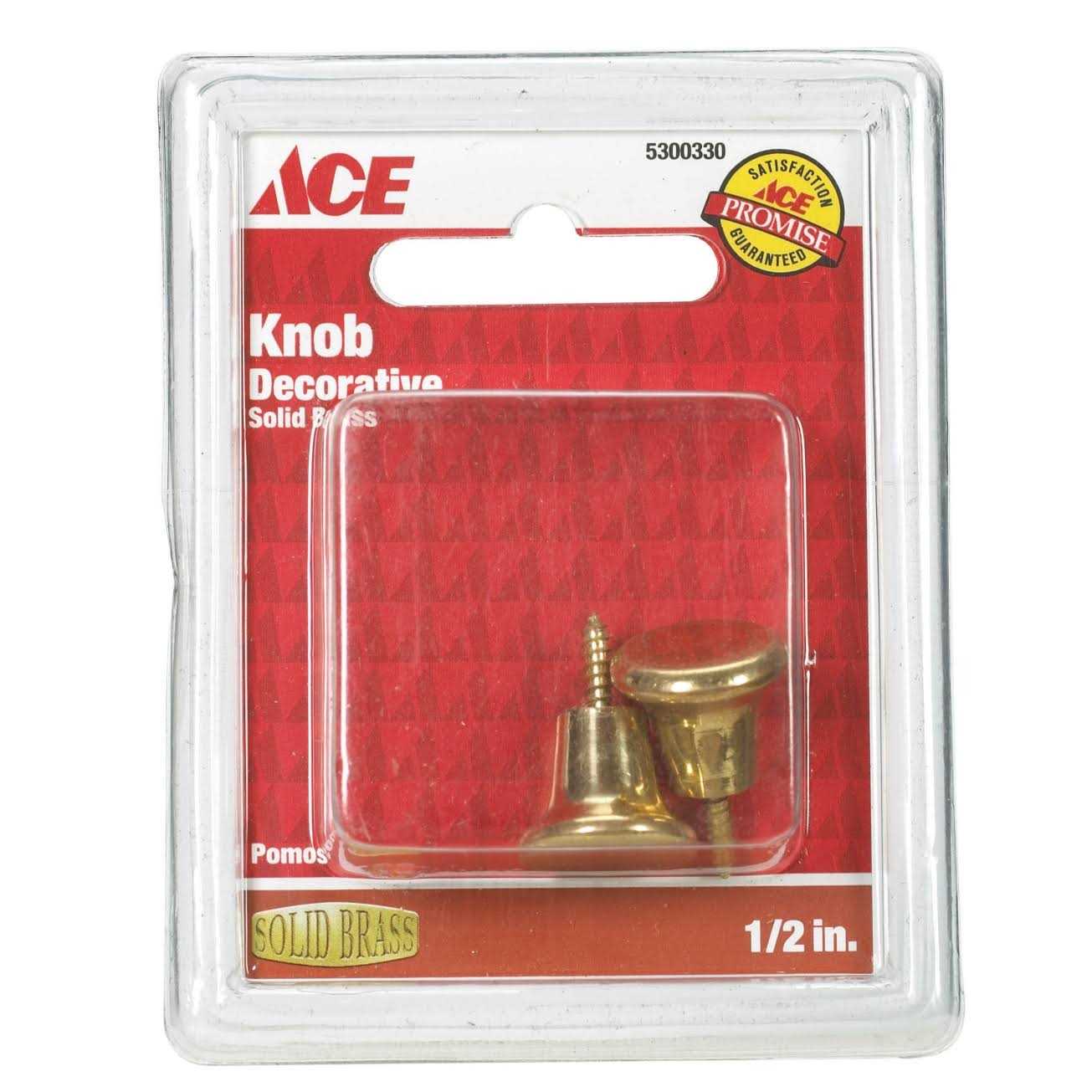 Ace Decorative Round Furniture Knob 1/2 in. d 1 in. Brass 2 pk - Cheap Fitting