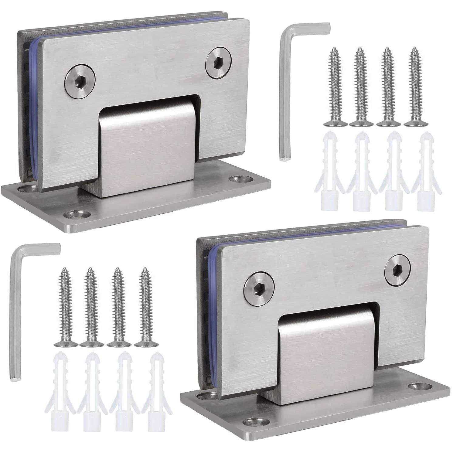 HNBun 2Pack 90 Degree Shower Door Hinges Heavy Duty Frameless Glass Door Hinges Stainless Steel Bathroom Gate Clamp for 8-12 mm Tough - Cheap Fitting
