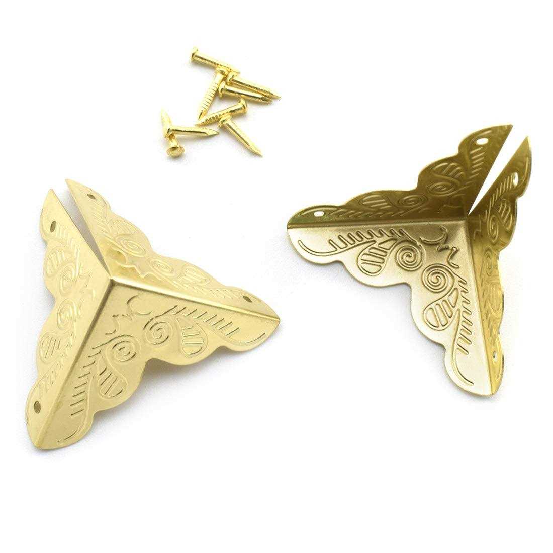 SDTC Tech 12 Pack Furniture Corner Protector 1 x 1 Antique Triangle Edge Decorative Metal Corner Guard for Storage Box Jewelry Case Cabinet - Cheap Fitting