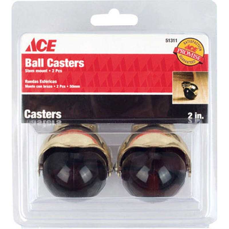2 Ball Caster Hooded Bright Brass with Stem 2/pk - Cheap Fitting