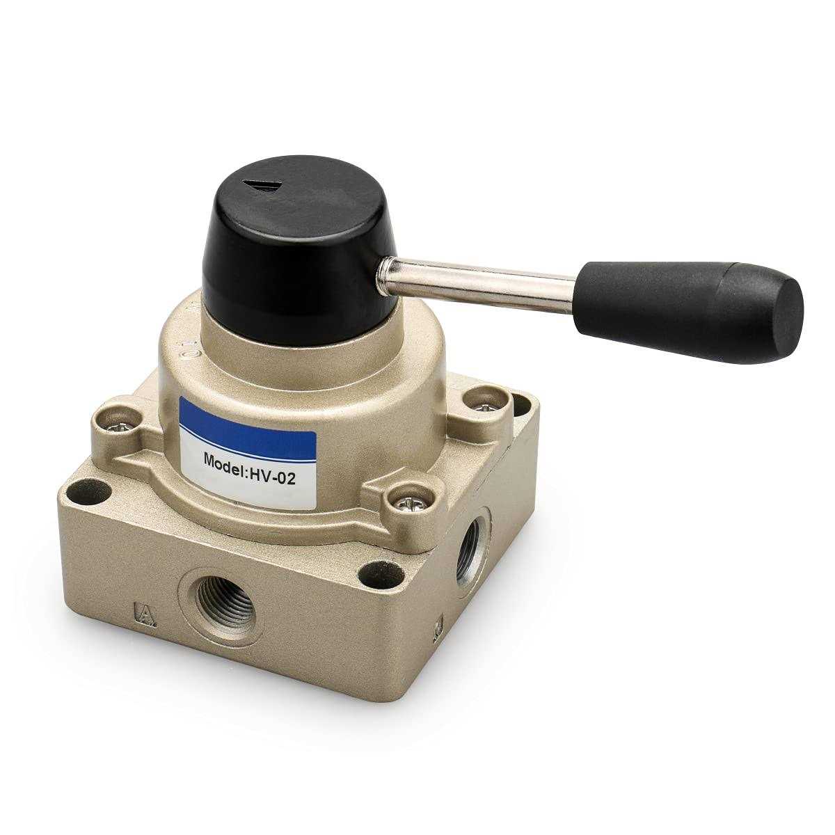 Baomain Rotary lever hand valve HV-02 PT1/4 Air Flow Control 3 Position 4 Way - Cheap Fitting