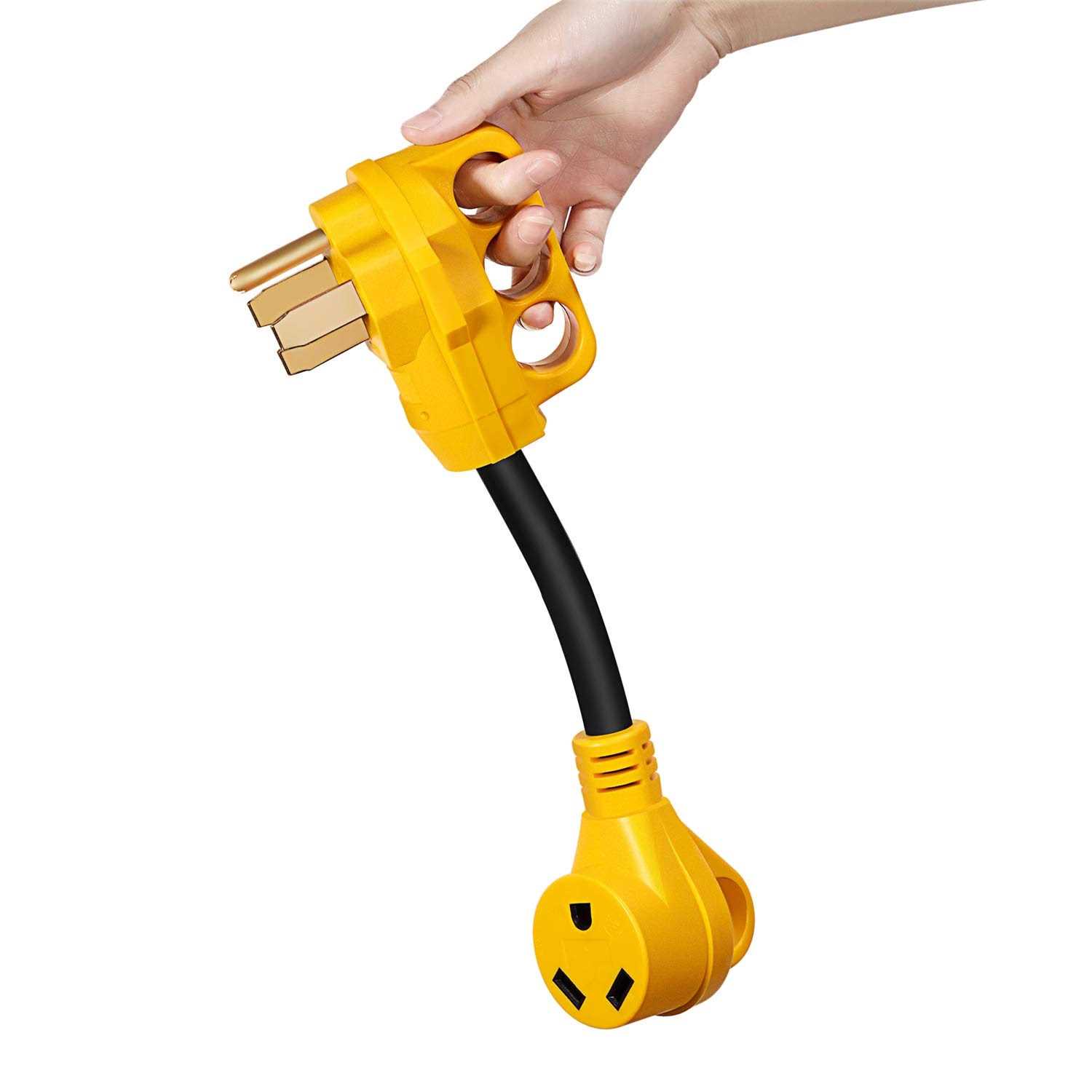 Manshan 50 Amp to 30 Amp RV Adapter, Heavy Duty, Durable and Safer Plug with an Easier Grip and LED Indicator Light - Cheap Fitting