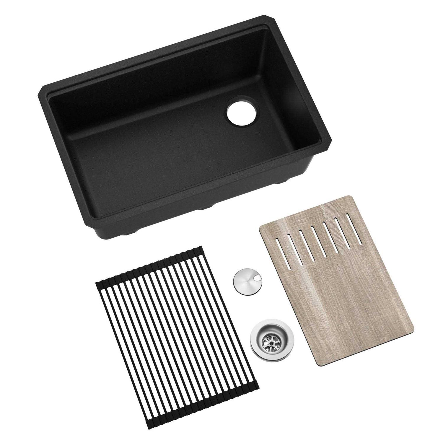 Kraus Bellucci Workstation 30-inch Undermount Granite Composite Single Bowl Kitchen Sink KGUW2-30M - Cheap Fitting