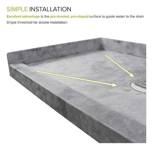 Transolid Ready to Tile 60 in. W Single Threshold Alcove Shower Pan Base with Drain TRS_FTT - Cheap Fitting