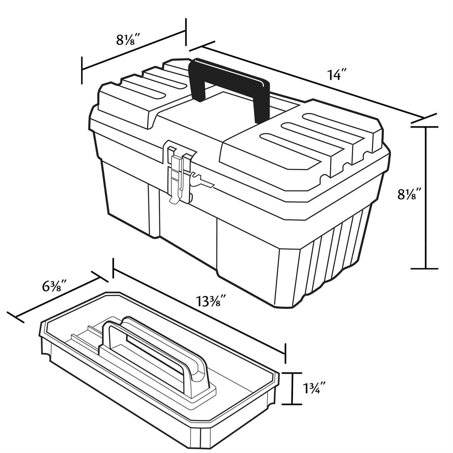 Akro-Mils 09514 ProBox 14-inch Plastic Toolbox for Tools, Hobby or Craft Storage Toolbox with Removable Tray - Cheap Fitting