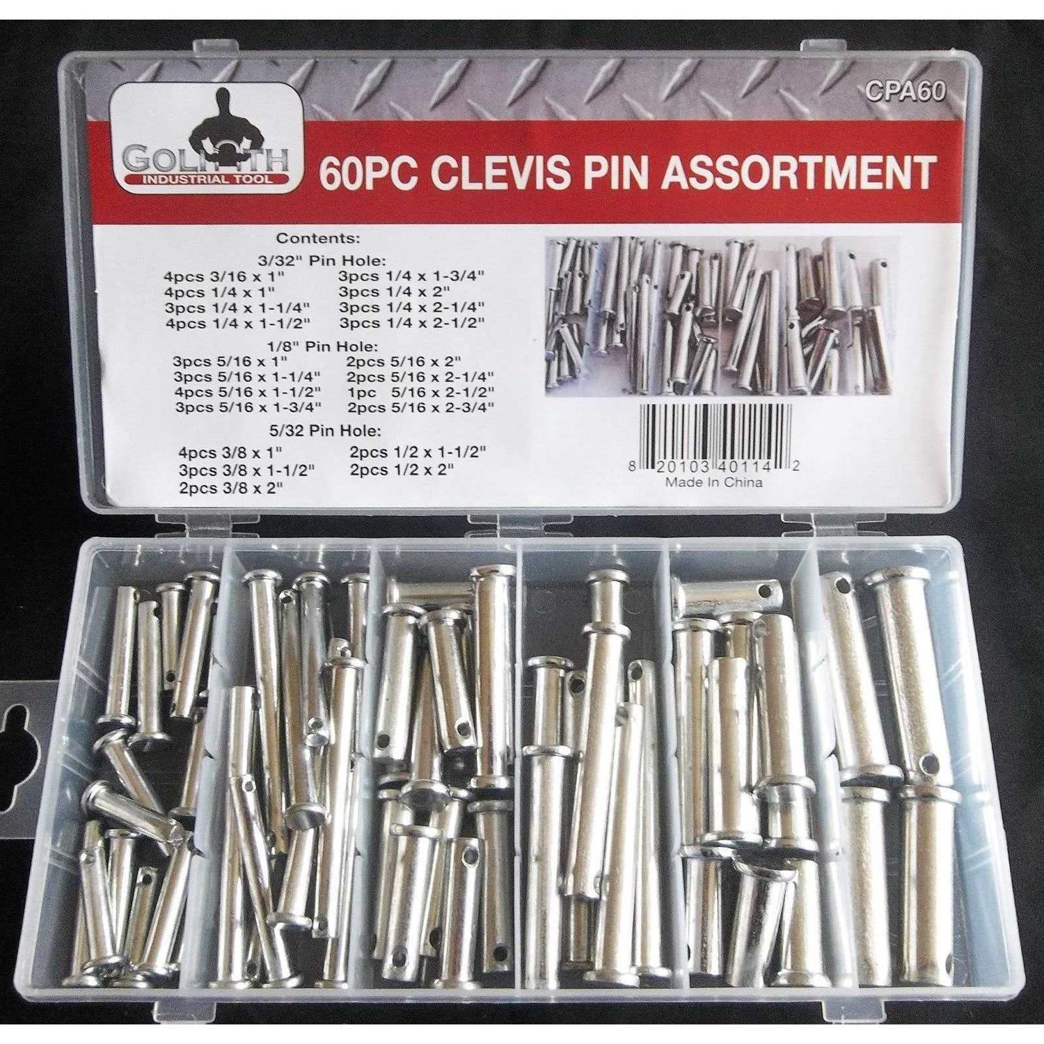 60pc Goliath Industrial Clevis Pin Assortment 21 Sizes Cpa60 Hitch Tractor - Cheap Fitting