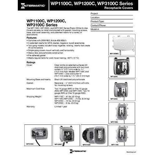 Intermatic WP3103C Plastic In-Use Weatherproof Cover Single-Gang - Cheap Fitting