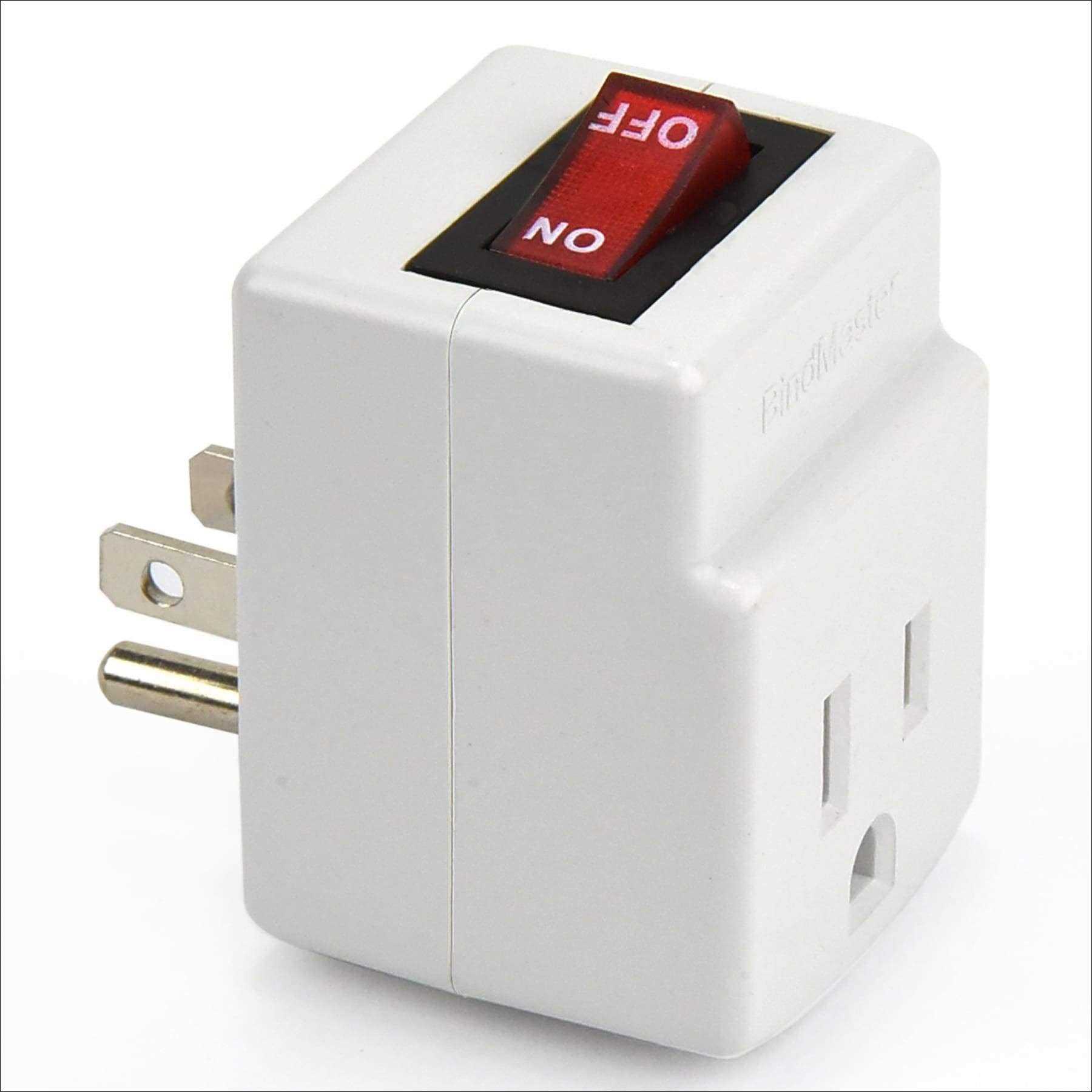 Bindmaster 3 Prong Grounded Single Port Power Adapter with Indicator On/Off Switch - Cheap Fitting