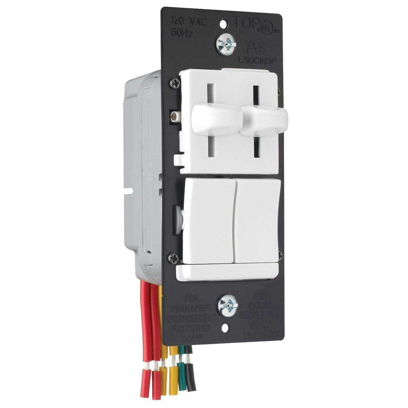 Pass & Seymour LSDC163PWV 300W Dual Control Slide Fan Control & Light Dimmer - Cheap Fitting