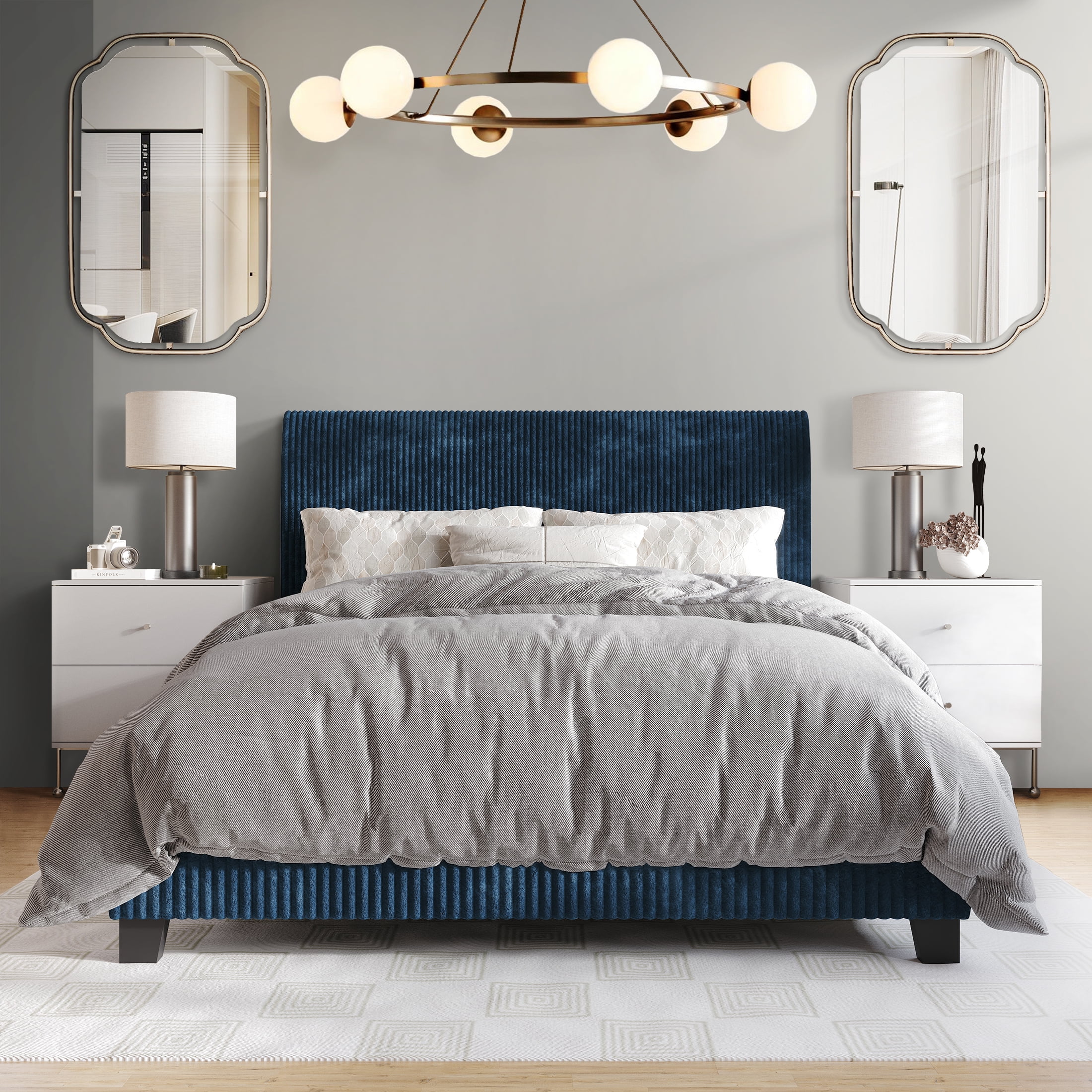 Castle Place Chic Velvet Upholstered Full Bed, Black - Cheap Fitting