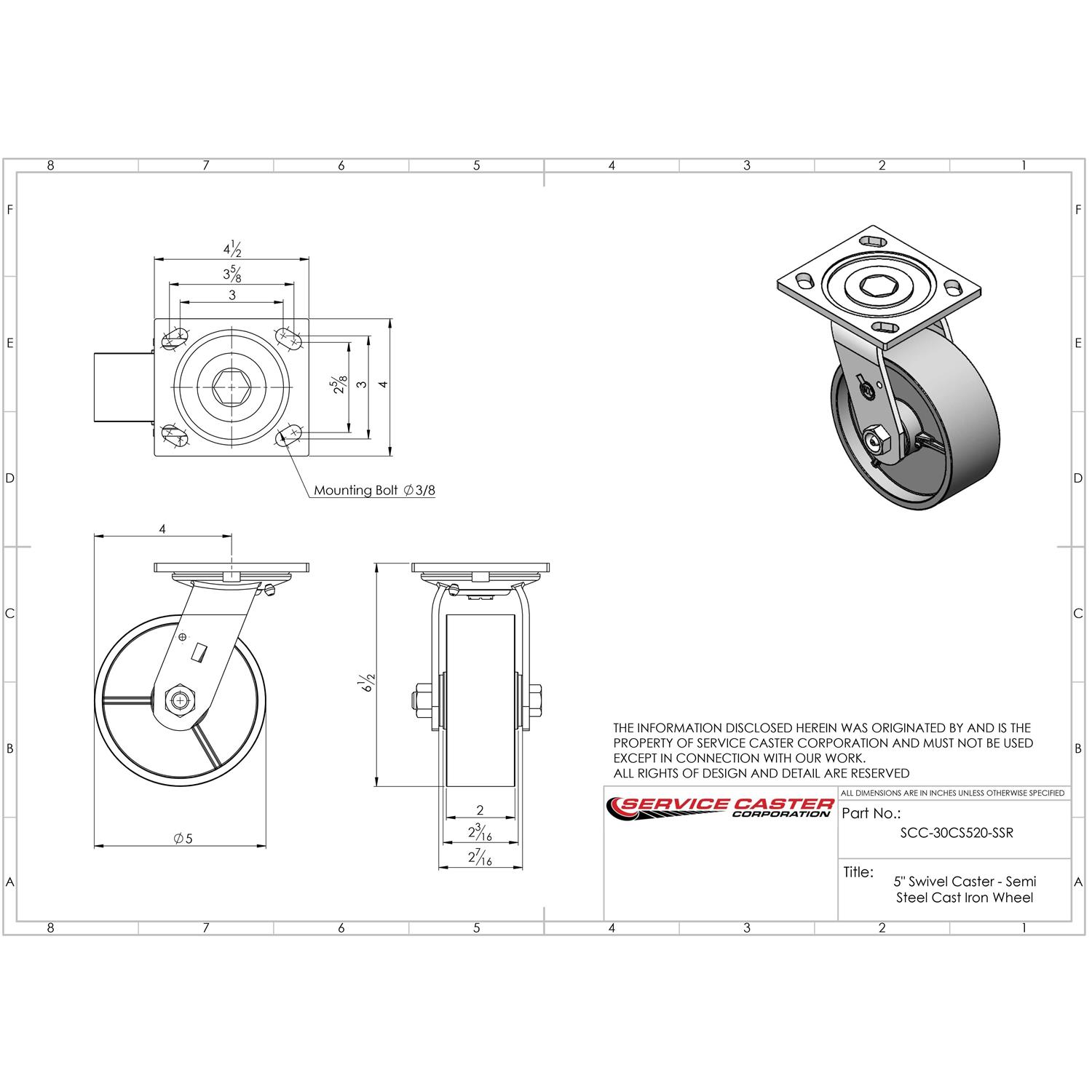 Service Caster Semi Steel Swivel Caster - Cheap Fitting
