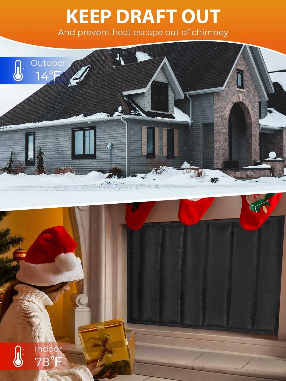 Thmomex Magnetic Fireplace Cover Indoor Fireplace Blanket Keep Drafts Out Stop Heat Loss Save Energy Fireplace Stove Draft Stopper Chimney Cover - Cheap Fitting