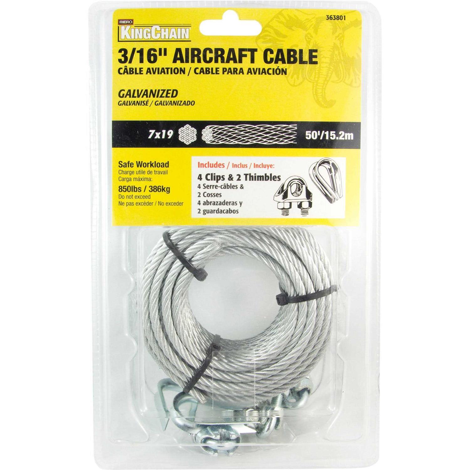 Mibro Galvanized Aircraft Cable — 50ft - Cheap Fitting