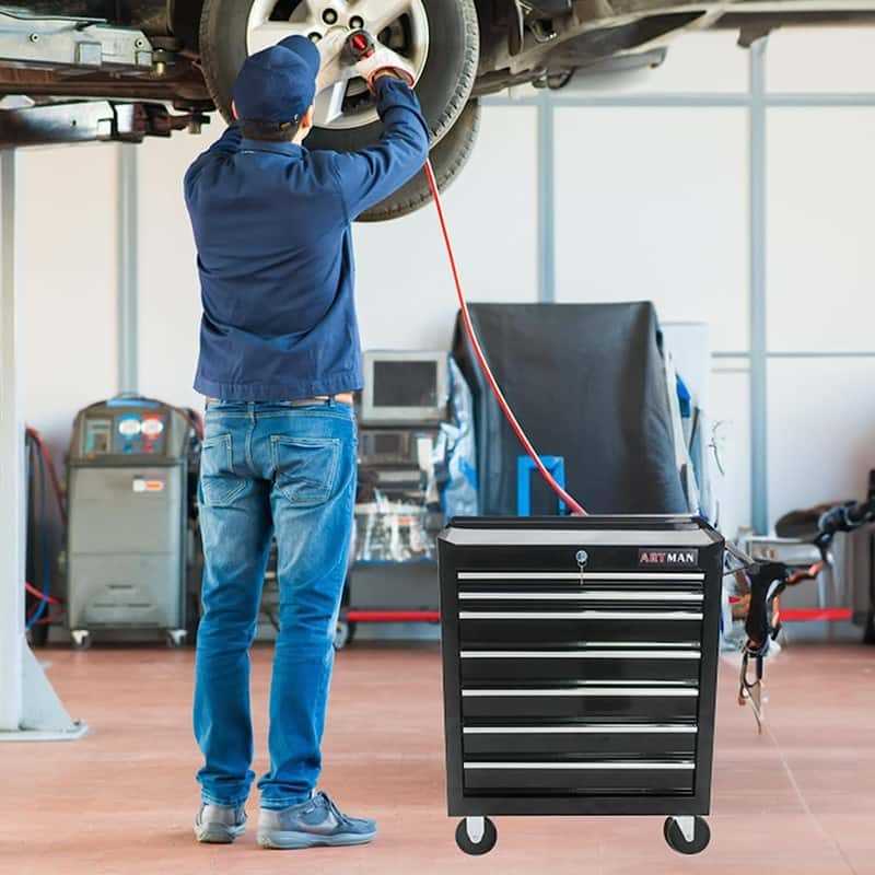 7-Drawer Rolling Tool Cart with Lock Mechanic Tool Box Storage Cabinet – Green - Cheap Fitting