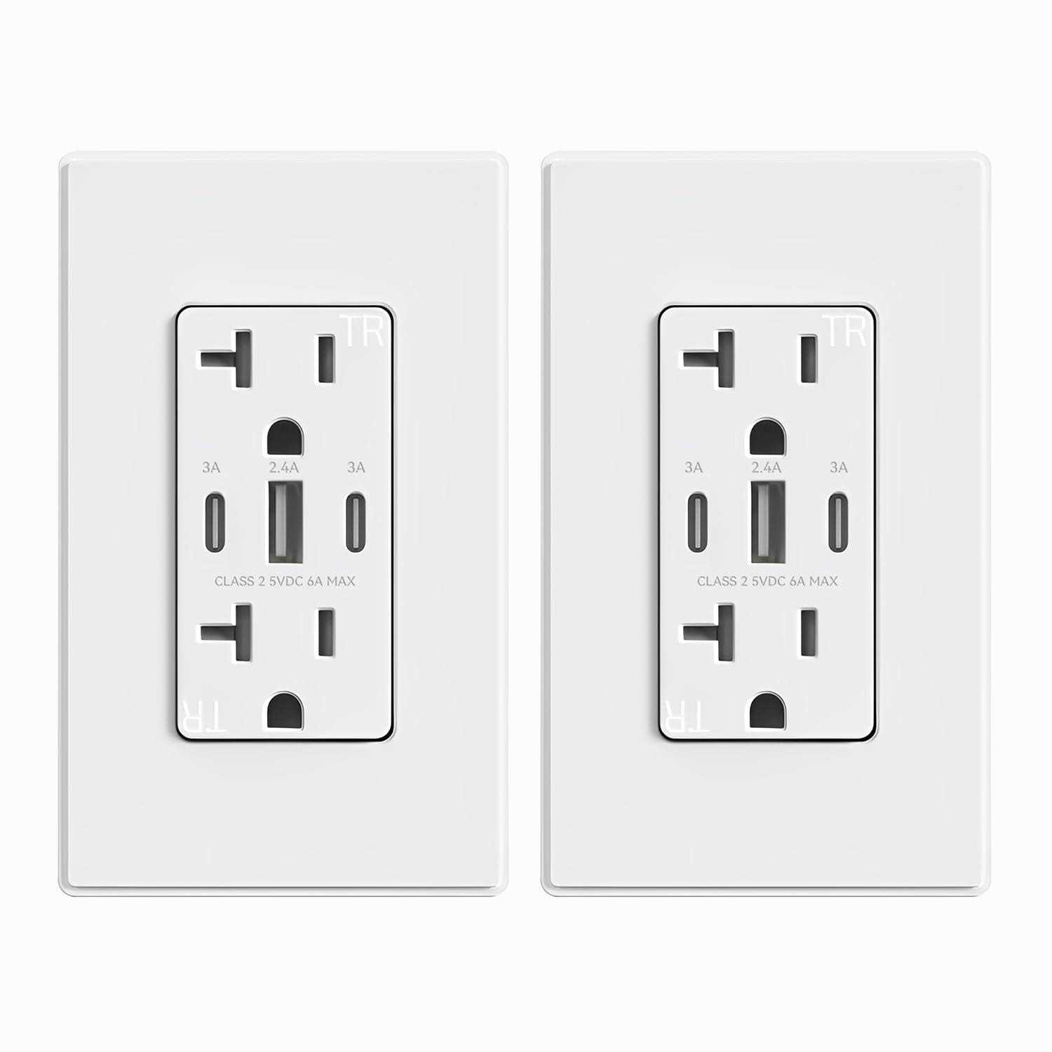 ELEGRP USB Outlets Receptacles 3-Port USB C Wall Outlet 30W USB Outlet - Cheap Fitting
