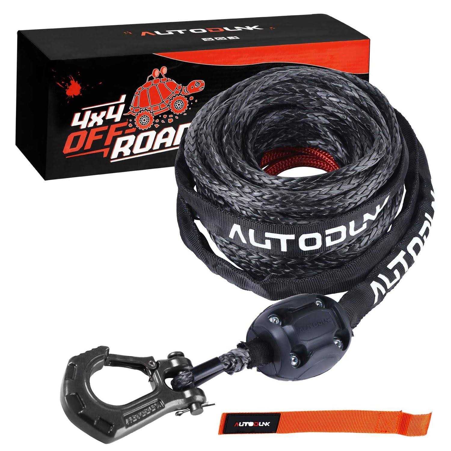 Synthetic Winch Rope Cable Kit 1/4 x 50 ft 9500Lbs Winch Rope Line with Protective Sleeve+Rubber Stopper+Winch Hook+Safety Pull Strap - Cheap Fitting