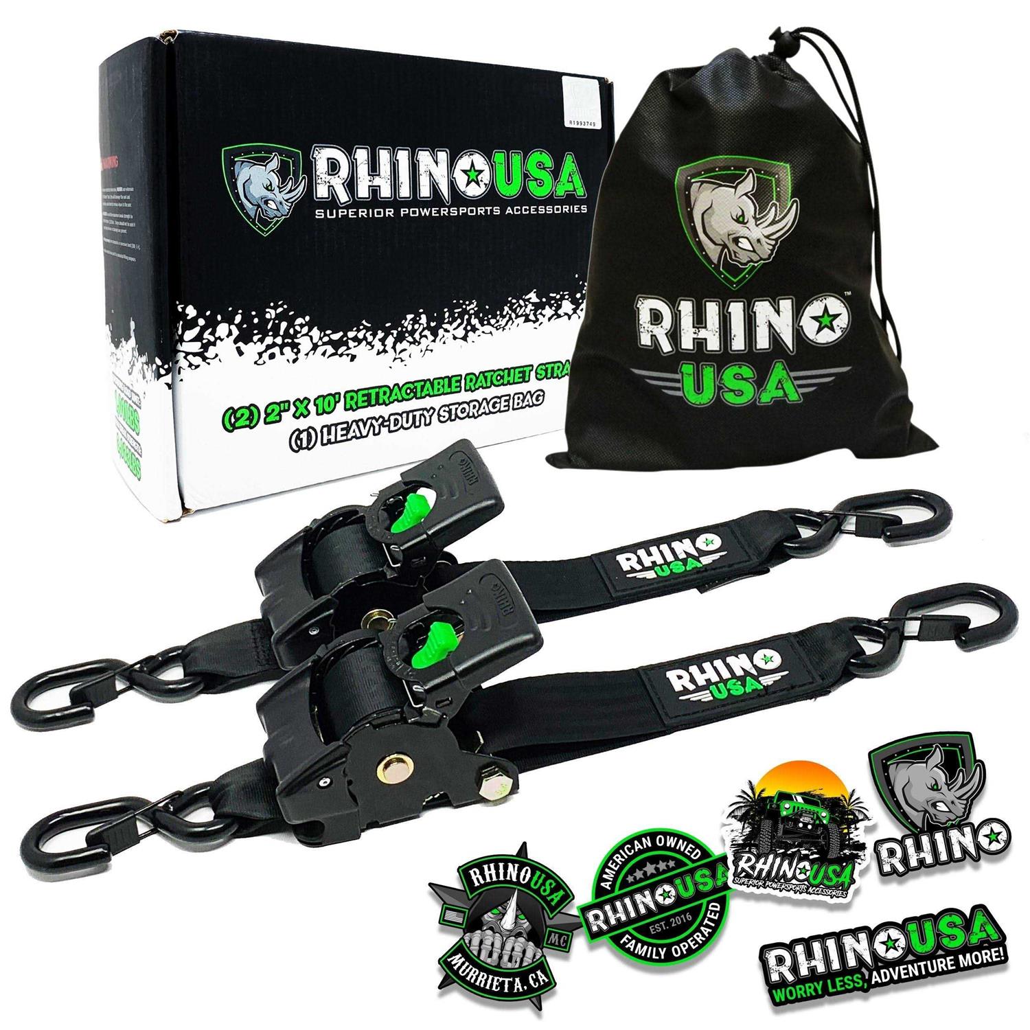 Rhino USA 2 x 10′ Retractable Ratchet Straps - Cheap Fitting