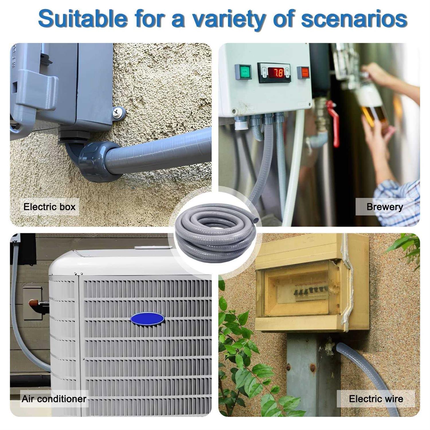 Ansgery 1/2inch 25ft Electrical Conduit Kit,with 5 Straight and 3 Angle Fittings Included,Flexible Non Metallic Liquid Tight Electrical Conduit - Cheap Fitting