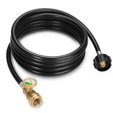 Wadeo 12 FT Propane Extension Hose with Gauge, Leak Detector Replacement for Propane Tank, RV, Gas Grill, Heater, Fire Pit and Most Propane Appliances - Cheap Fitting