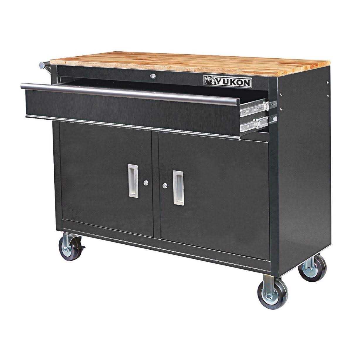 Yukon 46 in. Mobile Workbench with Solid Wood Top - Cheap Fitting