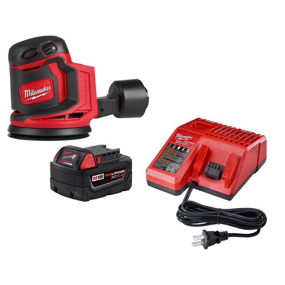 Milwaukee M18 18-Volt Lithium-Ion Cordless 5 in. Random Orbit Sander w/5.0Ah Battery Starter Kit - Cheap Fitting