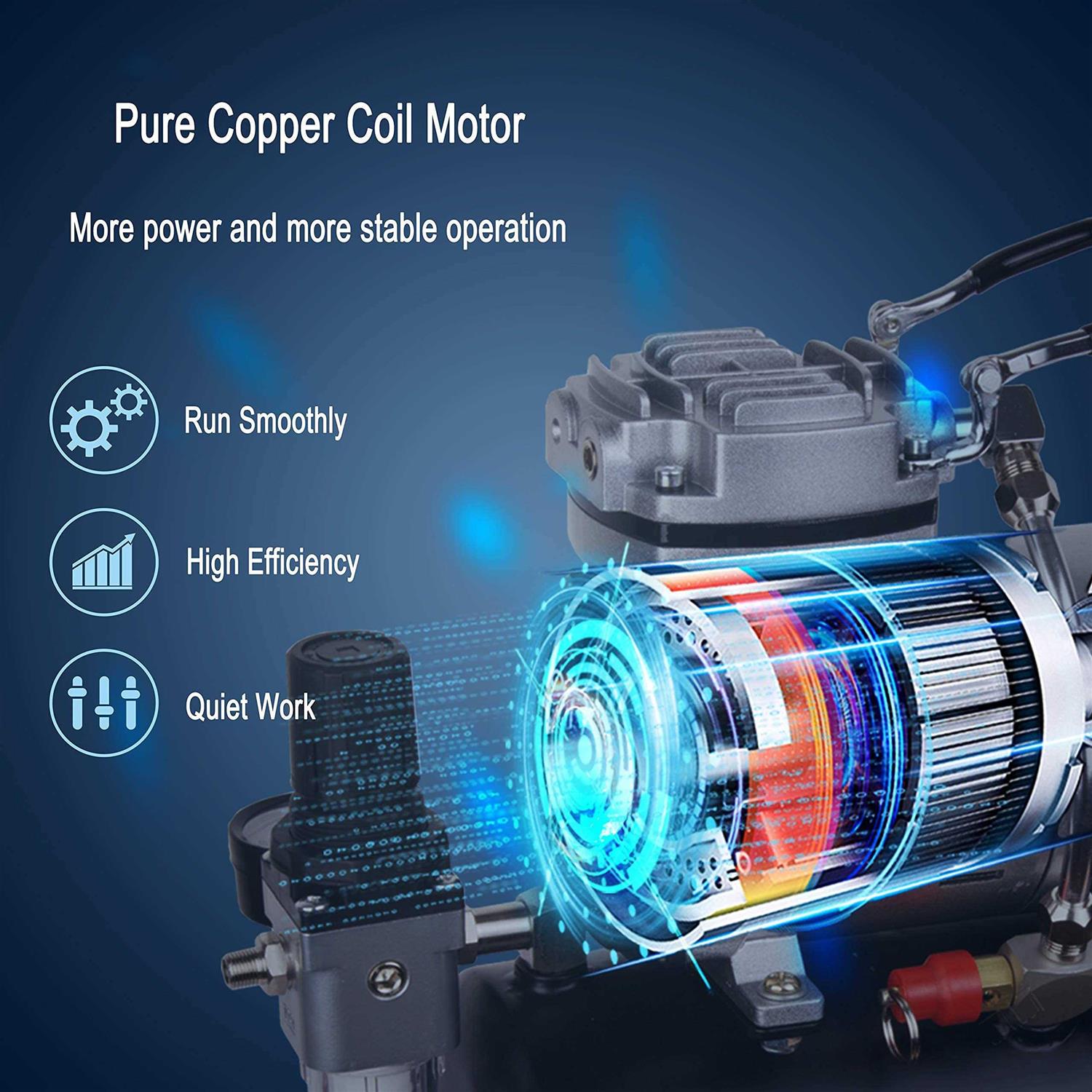 Timbertech Professional Piston Airbrush Compressor with Cooling Down Fan ABPST08 Airbrush Mini Compressor Oil-Less Quiet Spraying Air Compressor - Cheap Fitting