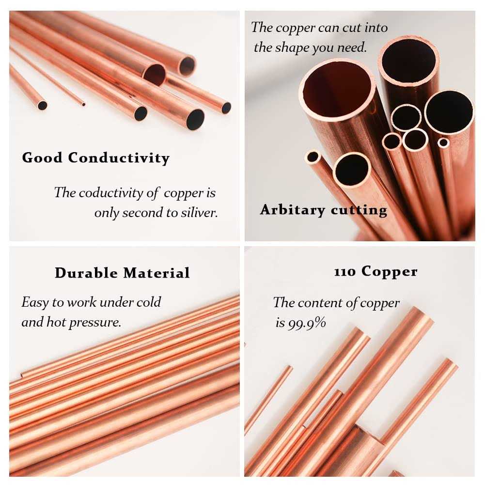 Tynulox OD 99.9% Copper Tube 0.5mm Wall × 300mm Length × - Cheap Fitting