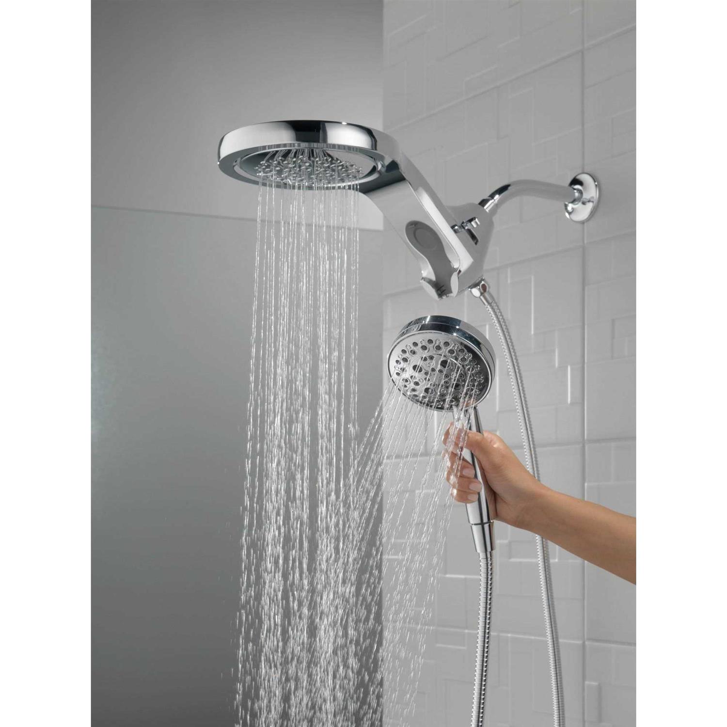 Delta Universal Showering HydroRain H2Okinetic 5-Setting Two-in-One Shower Head - Cheap Fitting