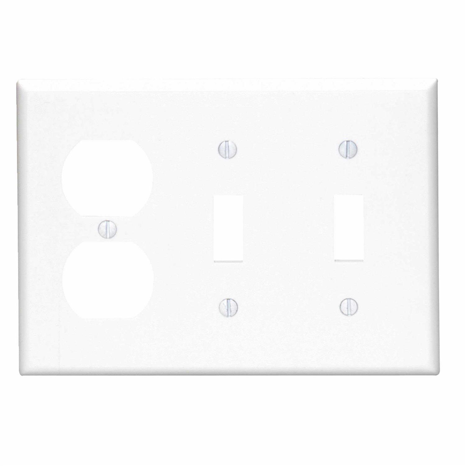 Leviton White 3-Gang 2-Toggle/1-Duplex Wall Plate 88021 - Cheap Fitting