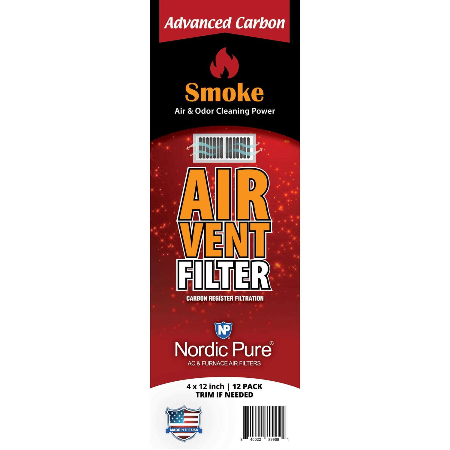 Smoke Odor Reducing Advanced Carbon Air Vent Filters 4×12 1 Pk of 12 - Cheap Fitting
