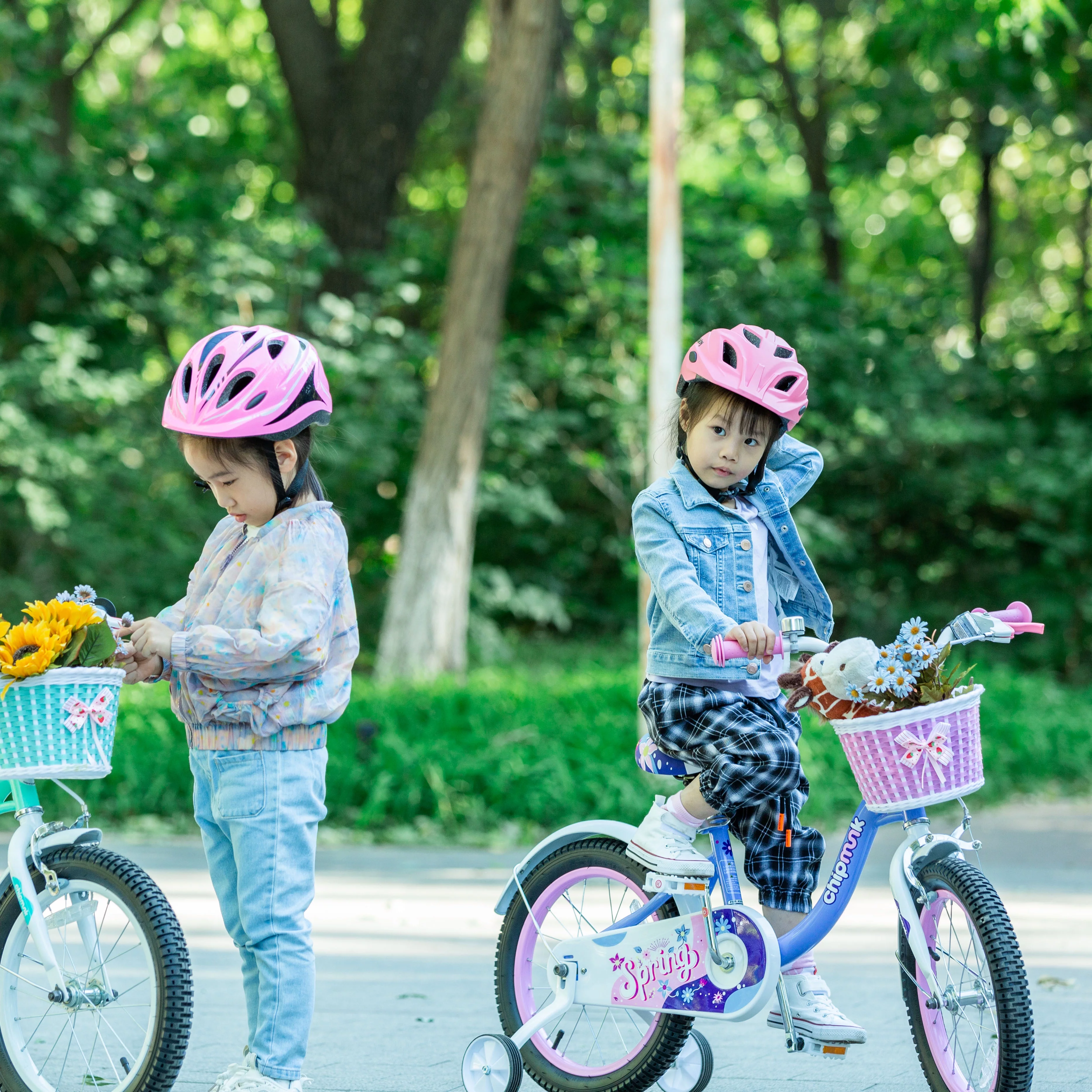 RoyalBaby Spring Kids Bike Girls 14 Inch Bicycle with Basket for Ages 3-9 Years Training Wheel Options Green - Cheap Fitting