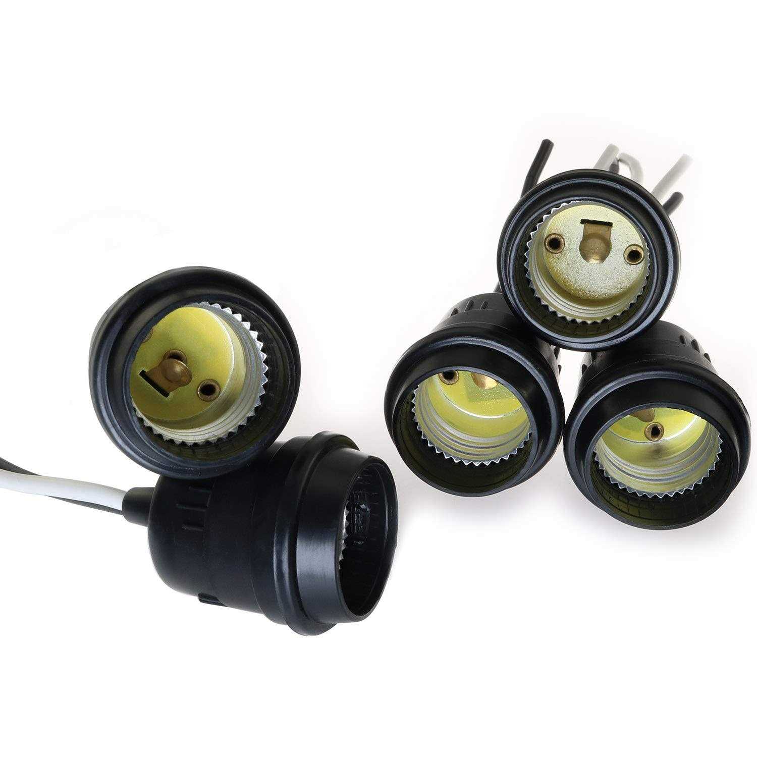 Longdex 12pcs Lamp Base Waterproof Black Pigtail Lamp Holder Socket 250V 6A - Cheap Fitting