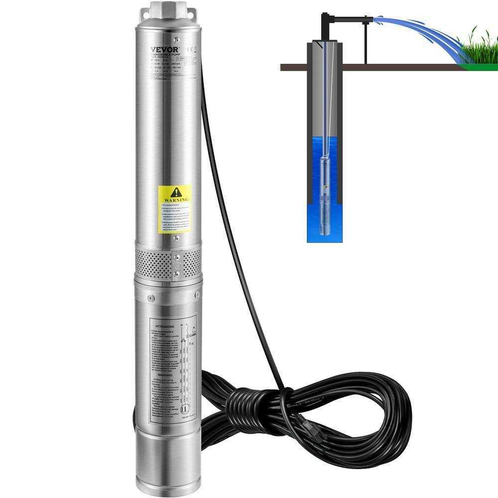 VEVOR Deep Well Submersible Pump 1HP 115V/60Hz 37gpm Flow 207ft Head - Cheap Fitting