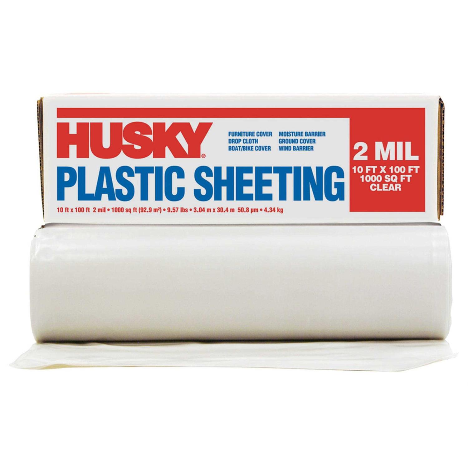 Husky 10 ft. X 100 ft. Clear 2 Mil. Plastic Sheeting - Cheap Fitting