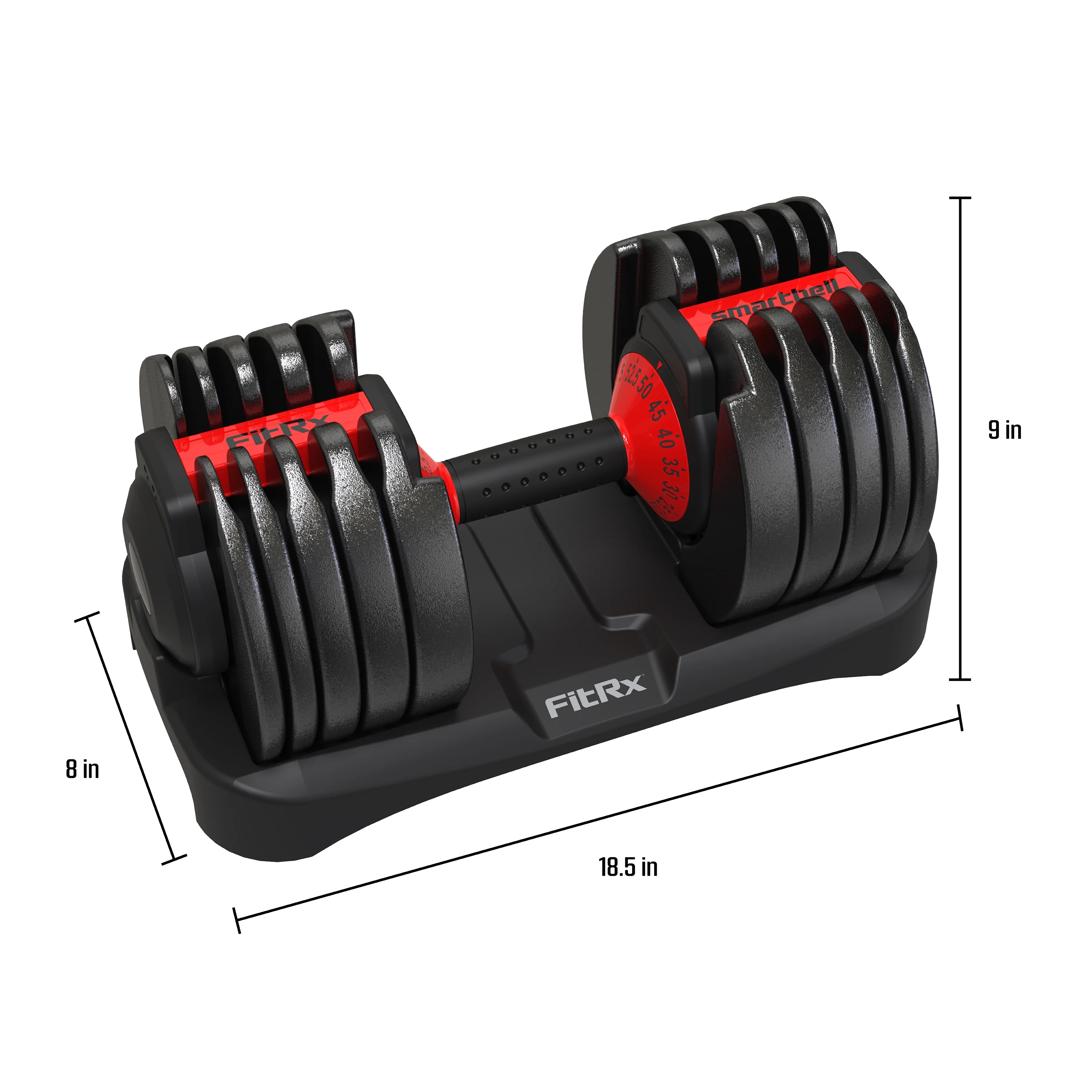 FitRx SmartBell, Quick-Select Adjustable Dumbbell, 5-52.5 lbs. Weight, Black, Single - Cheap Fitting