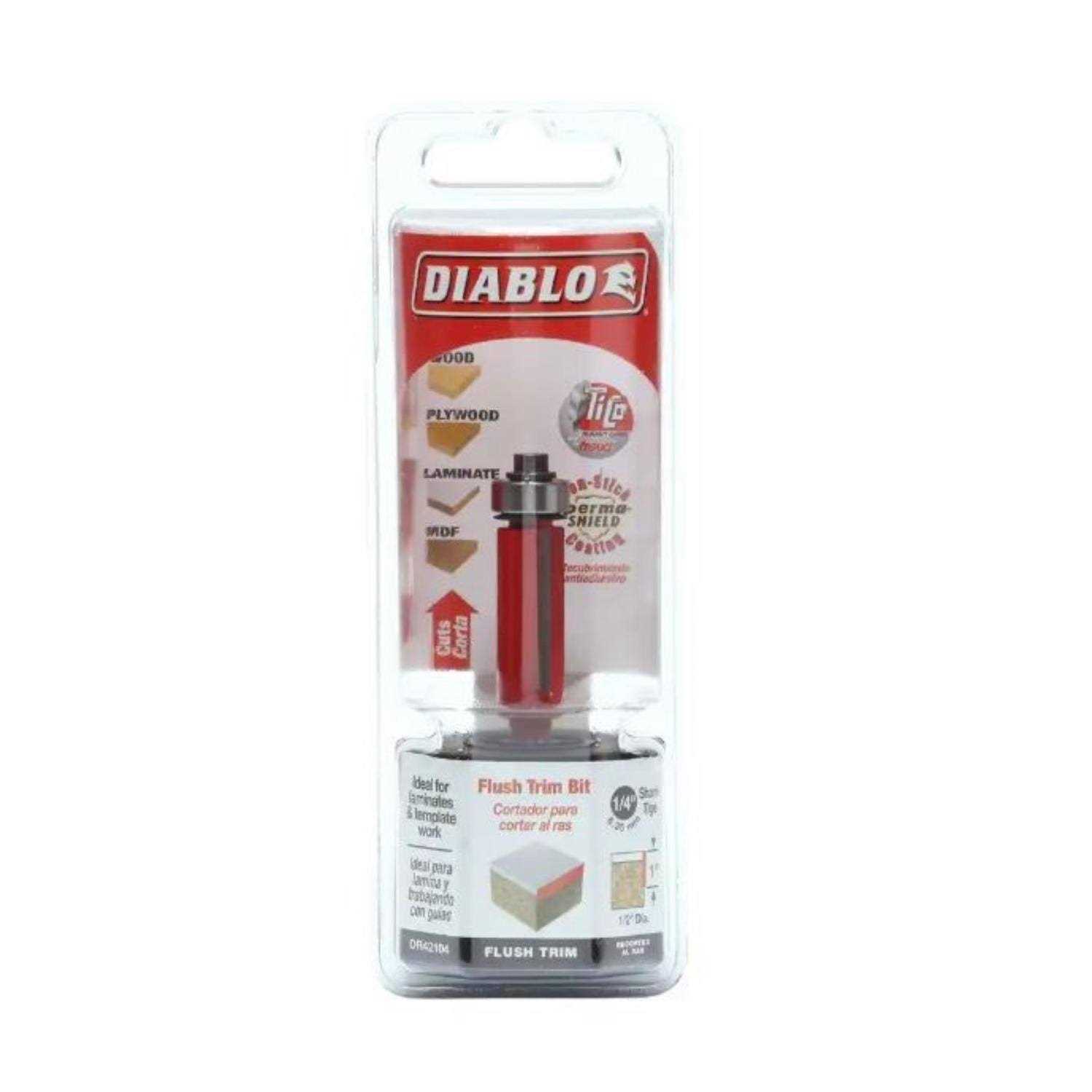 Diablo 1/2 in. D X 2-13/16 in. L Carbide Bearing Flush Trim Bit DR42104 - Cheap Fitting